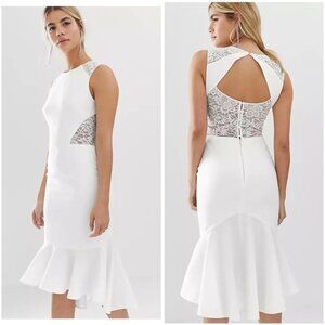 NWT Chi Chi London White Lace Midi Bride Dress $149